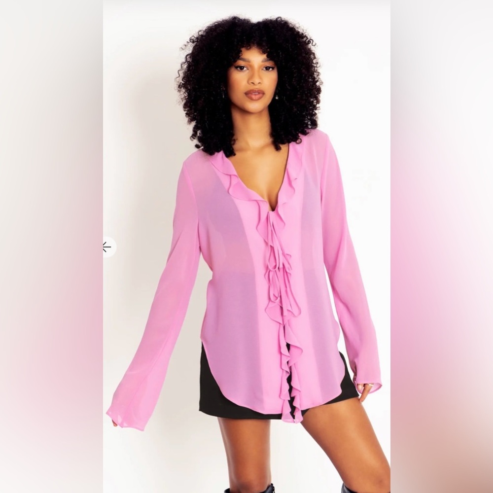 Blackmilk SAKURA SHEER RUFFLE TOP - LIMITED - Size 14 NWOT